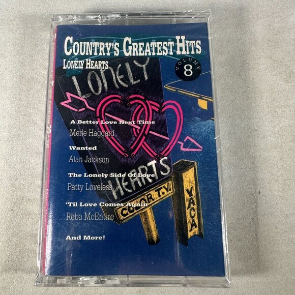 Countrys Greatest Hits Vol. 8 Lonely Hearts Cassette 1991 Sealed Classic Country - Picture 1 of 2